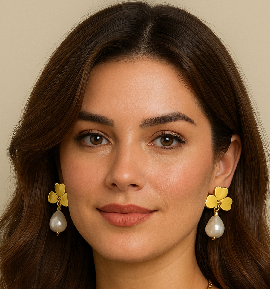 Baroque pearls EARRINGS, 18K GOLD PLATED STEEL