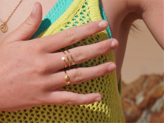 SUN AND MOON" RING, 18K GOLD PLATED STEEL