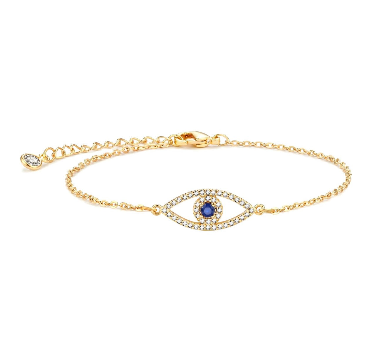 EVIL EYE" BRACELET, 18K GOLD PLATED STEEL