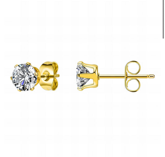DIAMOND DROPS EARRINGS, 18K GOLD PLATED STEEL