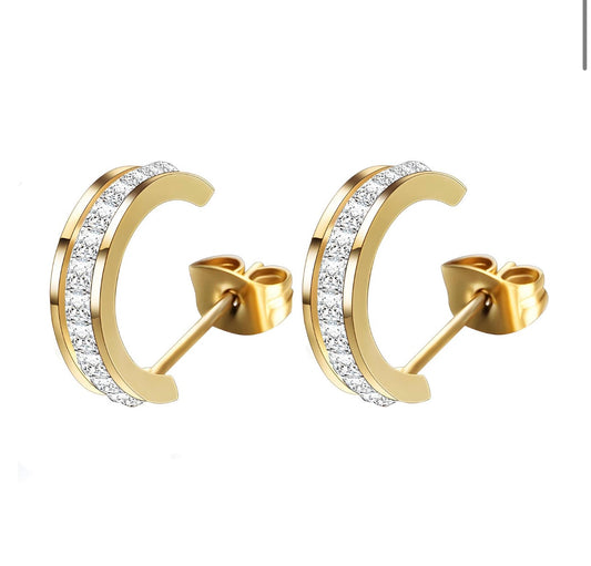 ELEGANCE EARRINGS, 18K GOLD PLATED STEEL